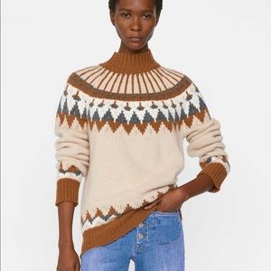 NWT Frame x Claudia Schiffer Fair Isle Turtleneck Sz S